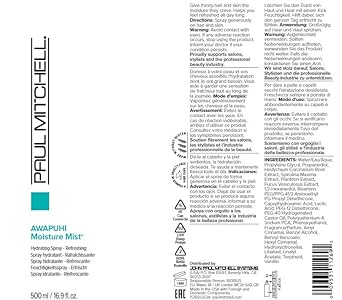 Paul Mitchell Awapuhi Moisture Mist, Hydrating Spray For Hair + Skin, 8.5 fl. oz. : Beauty & Personal Care