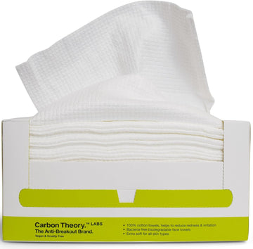 Carbon Theory Supa-Sheets Xl Facial Cleansing Towels - 50 X Biodegradable Face Towels Single-Use - Ultra-Soft 100% Cotton - Makeup Remover Cleansing Wipes