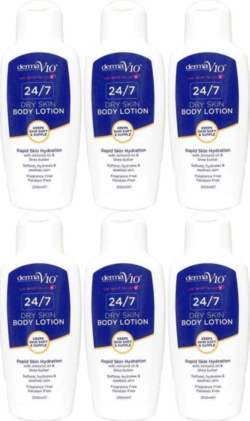 Twelve Packs Of Derma V10 24/7 Dry Skin Body Lotion 200Ml