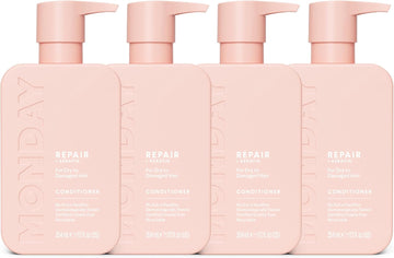 Monday Haircare 4 X 354 Ml Repair Shampoo With Keratin, Argan Oil & Cocoa Butter For Dry To Damaged Hair