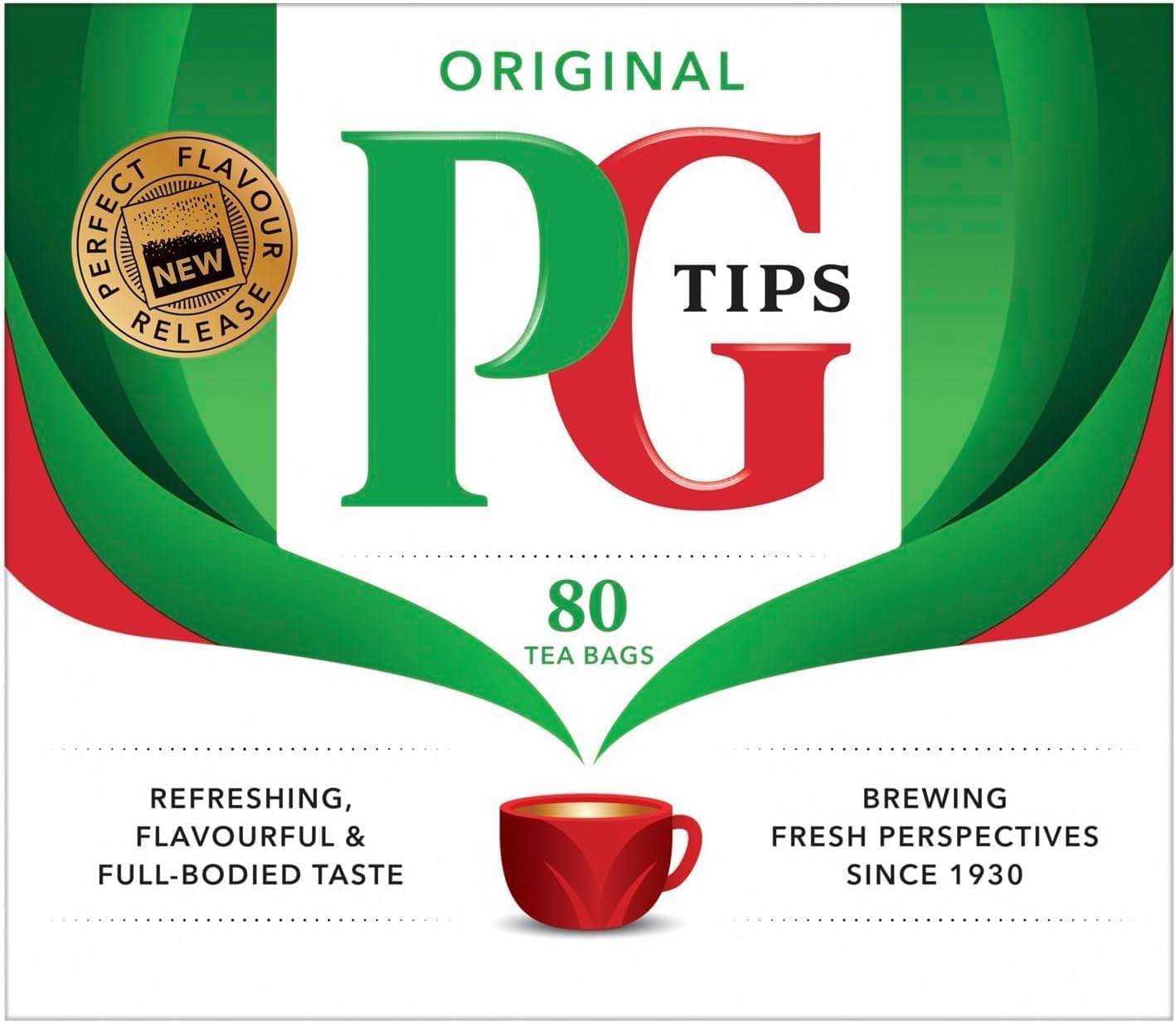 Pg Tips Black Tea Bags Non-Pyramid, 80 Count (Pack Of 1)