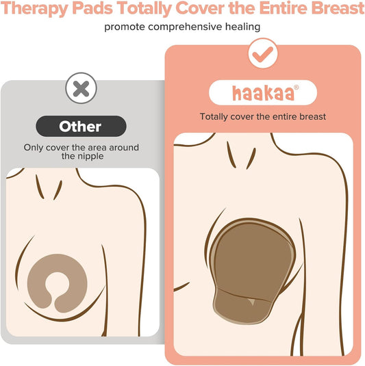 Haakaa Breast Therapy Packs Breast Ice Packs Breast Heating Pad Breastfeeding Essentials, Improve Milk Flow, Reduces Pain, Relieve Blockages & Mastitis (2pk, Grey)