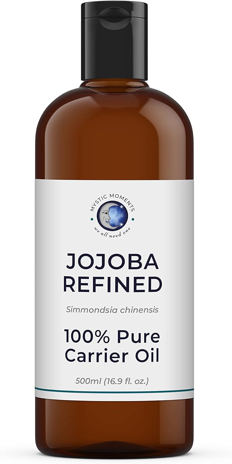 Mystic Moments | Jojoba Refined (Clear) Carrier Oil 500ml - Pure & Natural Oil Perfect for Hair, Face, Nails, Aromatherapy, Massage and Oil Dilution Vegan GMO Free