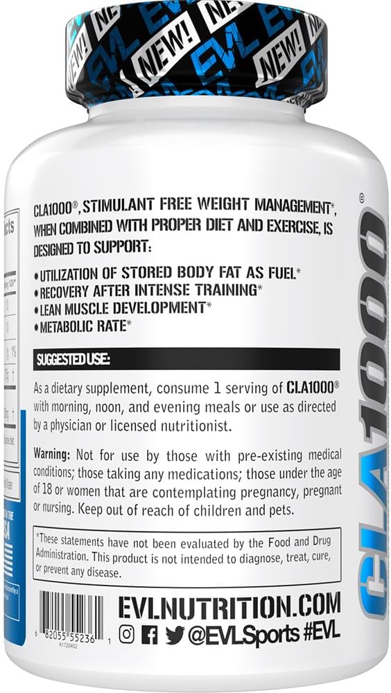 Conjugated Linoleic Acid CLA Pills - CLA 1000mg Diet Pills to Support Weight Loss Fat Burning Lean Muscle and Faster Metabolism - Stimulant-Free CLA 1000mg Safflower Based Fat Loss Support Pills - 180 : Health & Household