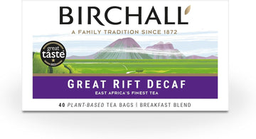 Birchall Great Rift Decaf Blend Tea Bags, English Breakfast Tea Bursting With Full Flavour, Perfect Vegan Gifts, 40 Plant-Based Everyday Tea Bags