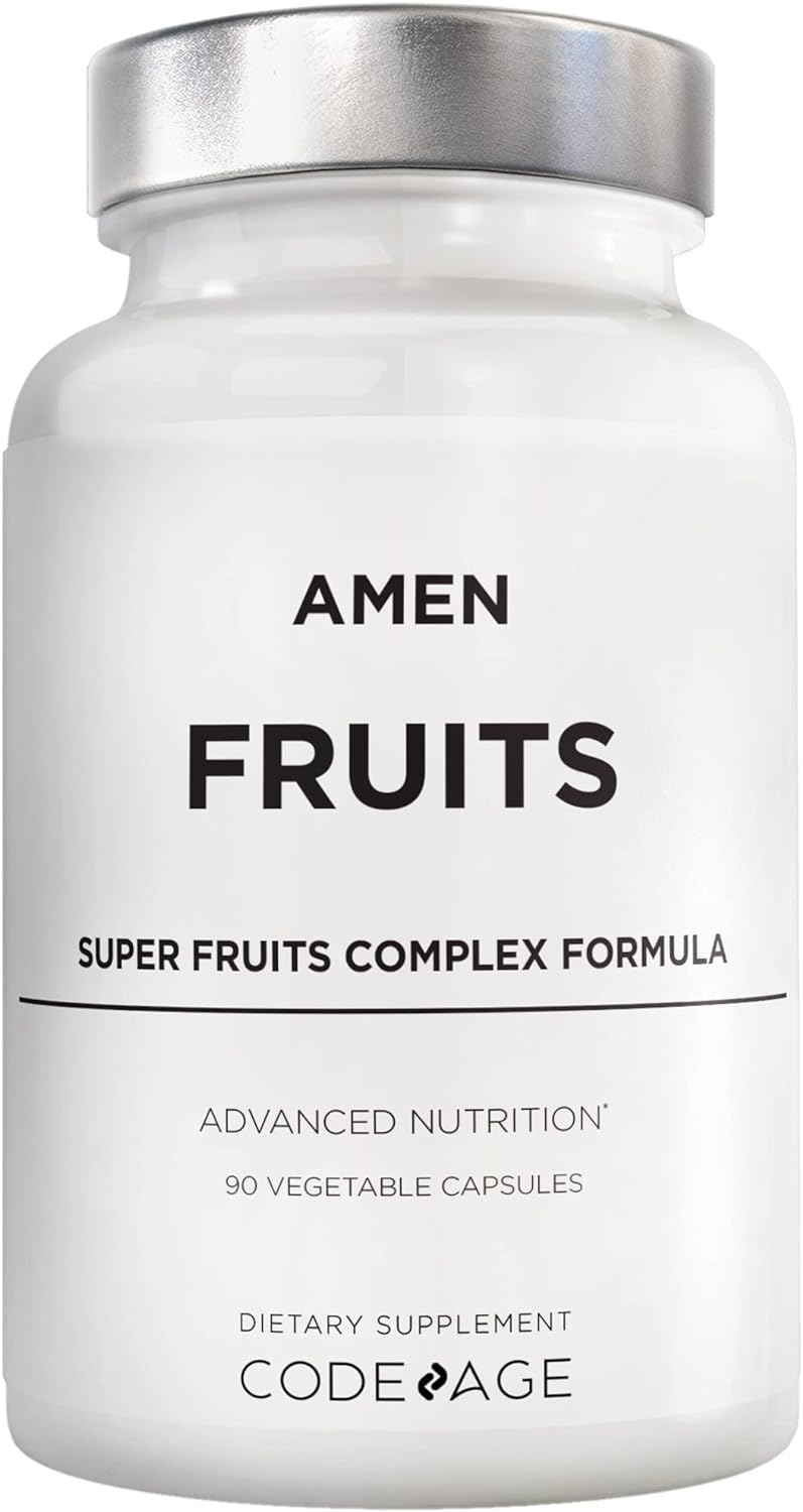 Fruits, Daily Fruits Vitamins Supplements, Raw Whole Fruits Multivitamin Capsules, Berries Vegan Blend, Antioxidant Polyphenols Superfood & Flavonoids Tropical Fruit Extracts, Non-GMO, 90 ct