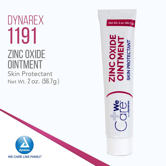 Dynarex 1191 Zinc Oxide Ointment, Soothes, Prevents, White, 2 Oz. Tube, Pack Of 72