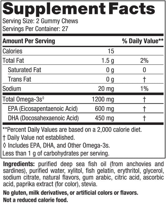 Nordic Naturals Zero Sugar Ultimate Omega Gummy Chews, Tropical Fruit,