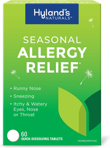 Hyland'S Indoor And Outdoor, Non Drowsy Seasonal Allergy Relief Pills, For Sneezing, Runny Nose, Itchy And Watery Eyes, Nose Or Throat, Safe And Natural, Quick Dissolving Tablets, 60 Count