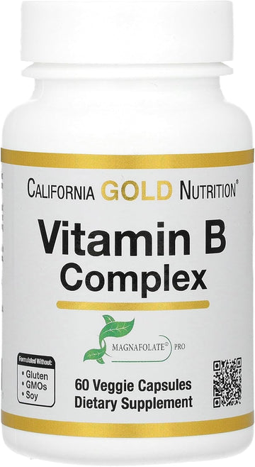 Vitamin B Complex, Thiamin B1, Riboflavin B2, Niacin B3, Pyridoxine B6, Biotin B7, Pantothenic Acid B5 And Pro Folate B9, Gluten Free, Non Gmo, 60 Veggie Capsules