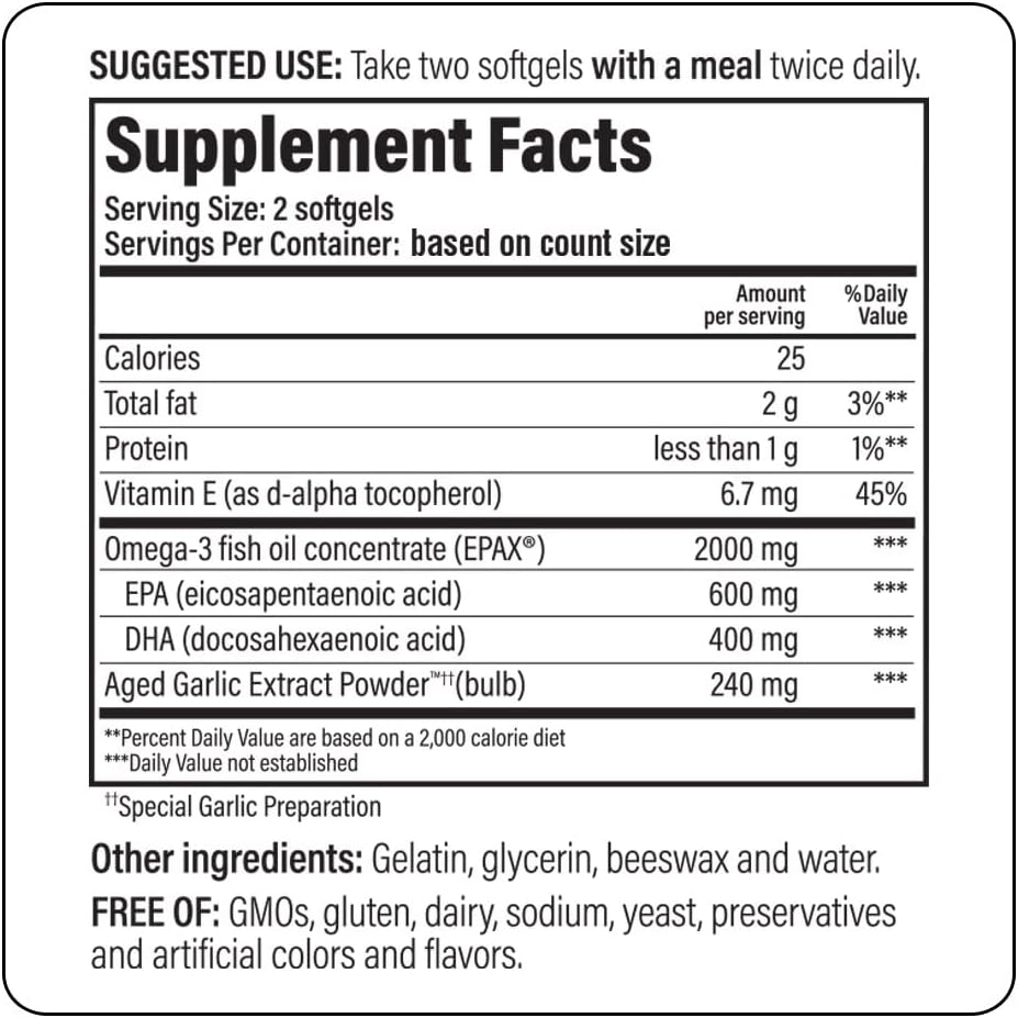 Kyolic Aged Garlic Extract Formula 150, Cholesterol And Circulation Health, Omega-3 90 Soft Gels (Packaging May Vary)
