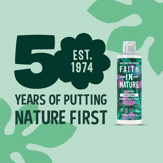 Faith In Nature Natural Lavender & Geranium Conditioner, Balancing For Normal Hair & Scalp, Vegan & Cruelty Free, No Sls, Silicones Or Parabens, 400Ml