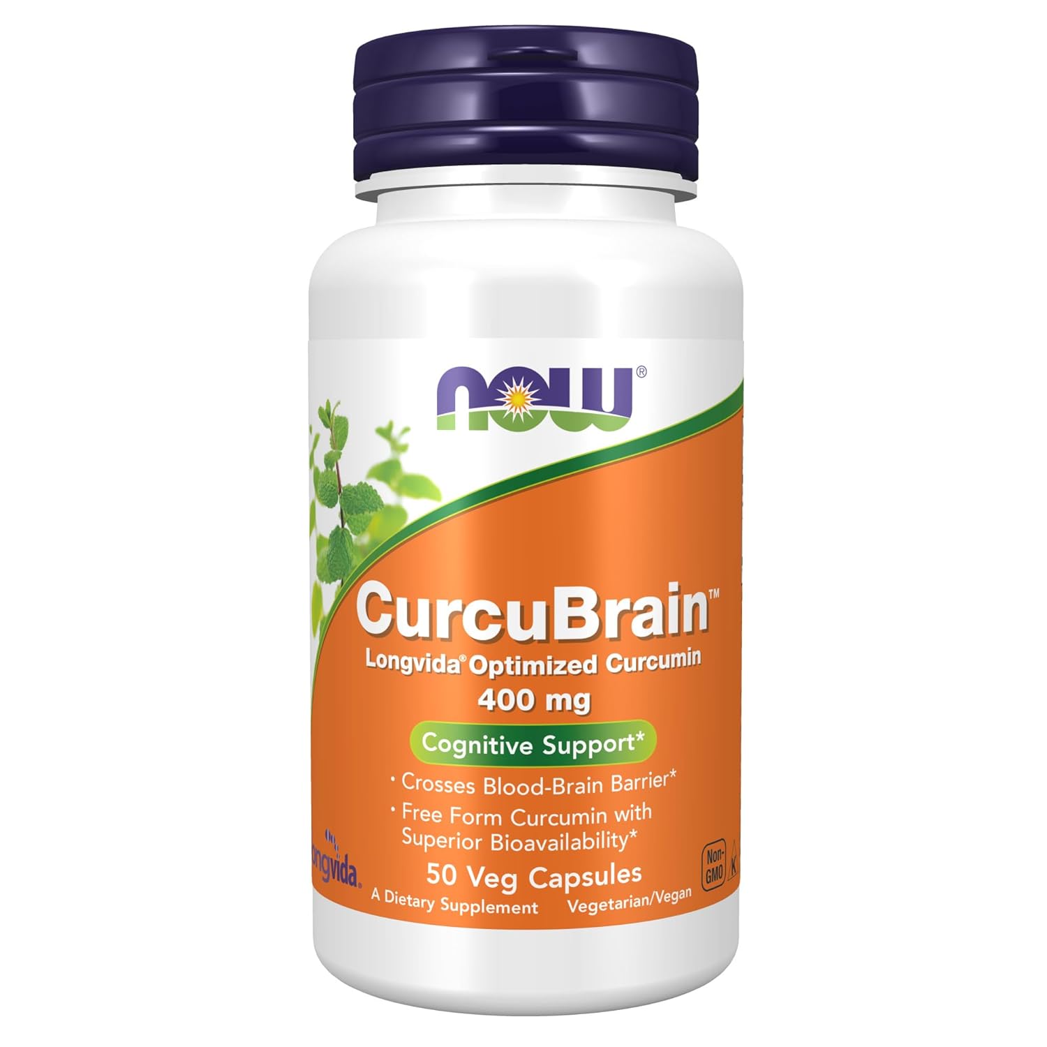 Now Foods Supplements, Curcubrain™ 400 Mg With Longvida® Optimized Curcumin, 50 Veg Capsules