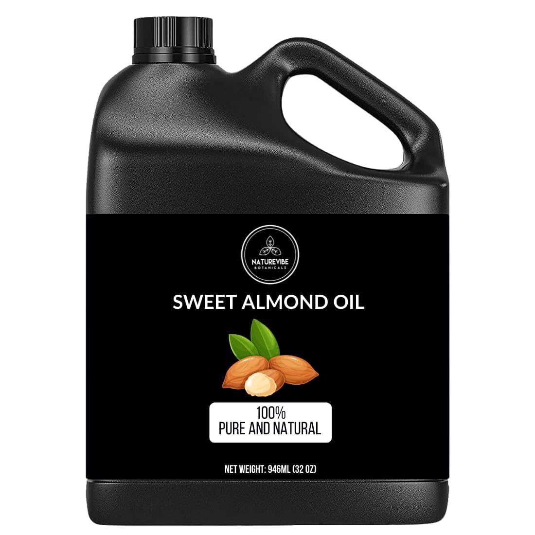 Sweet Almond Oil 32 Ounces by Naturevibe Botanicals | 100% Pure and Natural | Great for Skin and Hair | Body Oil | Cold-Pressed Almond Oil (946 ml)