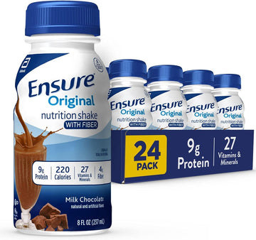 Ensure Original Milk Chocolate Nutrition Shake With Fiber | Meal Replacement Shake | 24 Pack