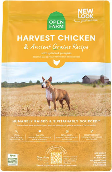 Open Farm Ancient Grains Dry Dog Food, Humanely Raised Meat Recipe with Wholesome Grains and No Artificial Flavors or Preservatives (Harvest Chicken Ancient Grain, 11 Pound (Pack of 1))