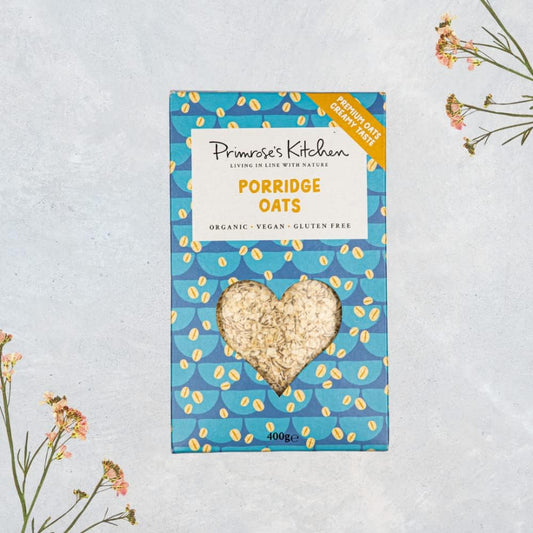 Primrose'S Kitchen - Organic Porridge Oats, 400G (Pack Of 6) Gluten Free Jumbo Oats Natural & Wheat Free. A Great Source Of Iron, Protein, Folate, Vitamin B1 & Prebiotic Fibre With No Added Sugar