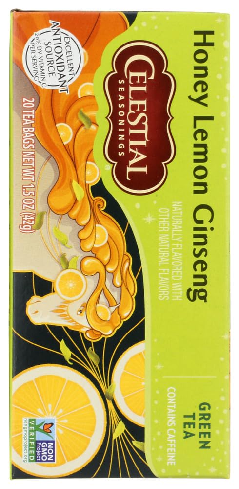 Celestial Seasonings Honey Lemon Ginseng Green Tea Bags, 20 Ct, 2 Pk