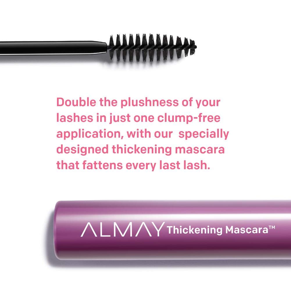 Almay Mascara, Thickening, Volume & Length Eye Makeup with Aloe and Vitamin B5, Hypoallergenic-Fragrance Free, Ophthalmologist Tested, 402 Black (Pack of 2)