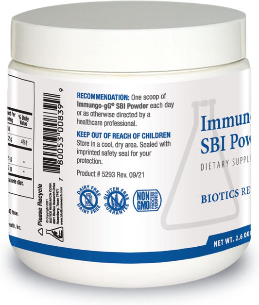 Immuno-Gg Sbi Powder Easy-To-Mix Powder Formula, Ultimate Igg, Complete Gut Health And Immune Support, Dairy Free, Immunoglobulin Concentrate 2.6 Oz