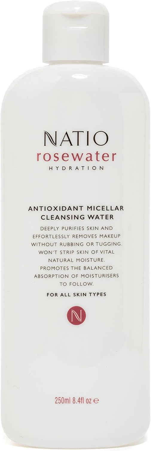 Natio Australia Rosewater Hydration Antioxidant Micellar Cleansing Water, 250 Ml - Makeup Remover Face Cleanser - Facial Cleanser For All Skin Types