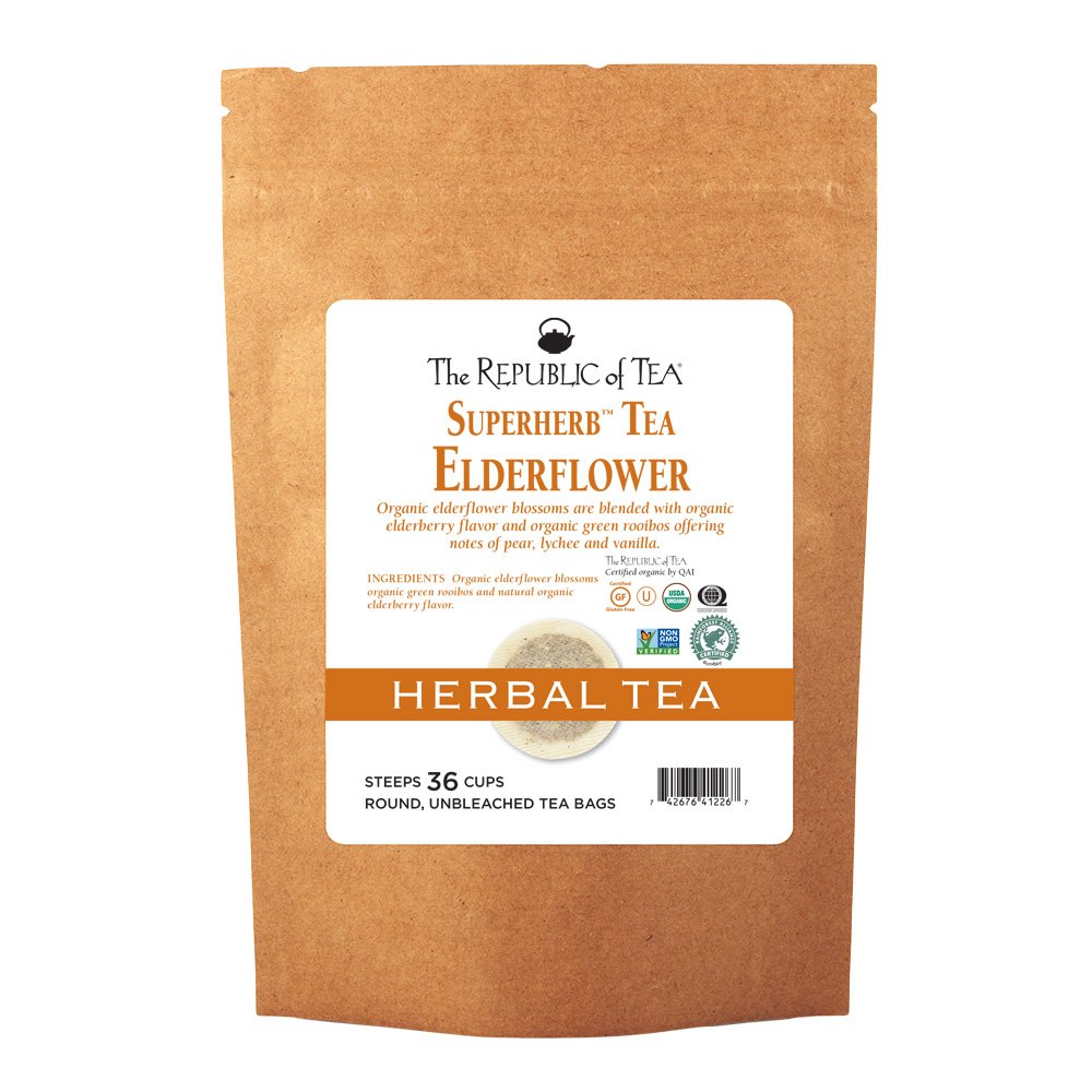 The Republic Of Tea Organic Elderflower Superherb Herbal Tea, Refill Pack Of 36 Tea Bags