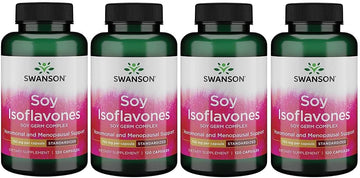 Swanson Soy Isoflavones - Natural Menopause Supplements For Women - Promotes Bone Health & Cardiovascular Maintenance - Premium Source Of Soy Nutrition - (120 Capsules, 750Mg Each) 4 Pack