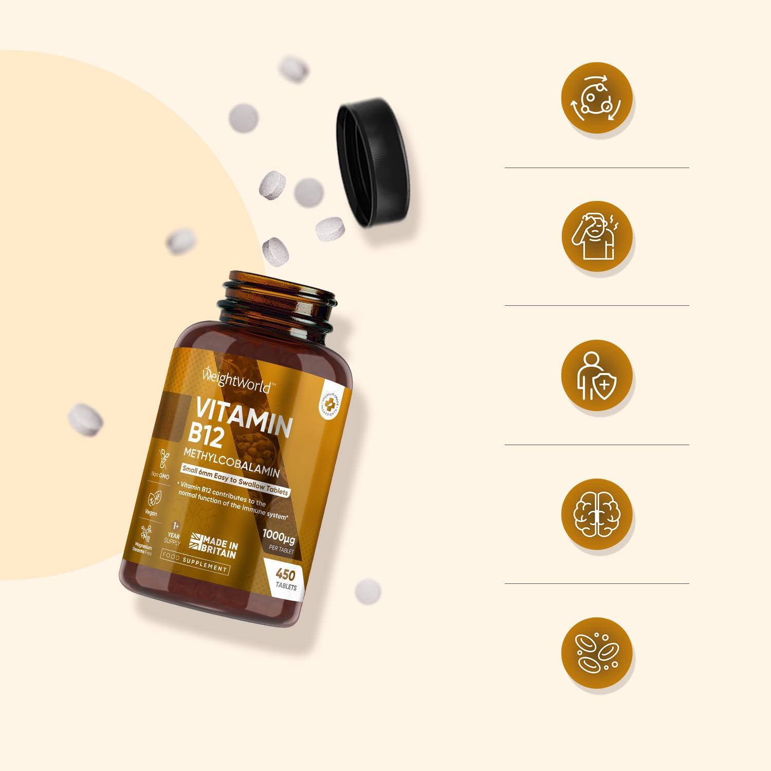 Vitamin B12 Tablets - 1000mcg - Vegan B12 Supplement - 450 Methylcobalamin Tablets (1+ Year Supply) - 1 Per Day - 6mm in Size - Easy to Swallow - Made in The UK : Amazon.co.uk: Health & Personal Care