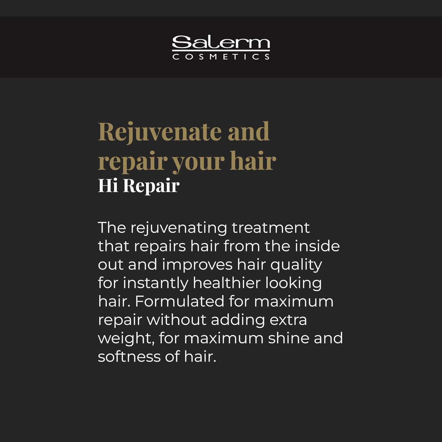 Salerm - Repair Shampoo - Hi Repair Shampoo - 250 Ml - Deep Hydration For Damaged Hair - Repairs And Rejuvenates - Shinier And Softer Hair - Immediate Effect