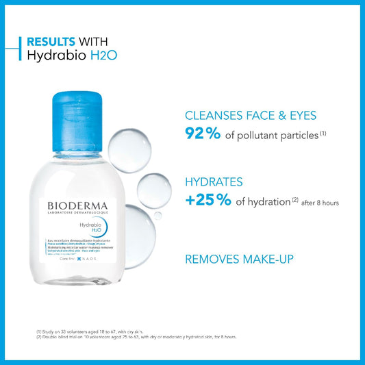 Bioderma Hydrabio H2O - Cleansing & Moisturising Micellar Water For Dehydrated Skin, Gentle Cleanser To Remove Impurities & Make Up Remover For Face & Eyes, 100Ml