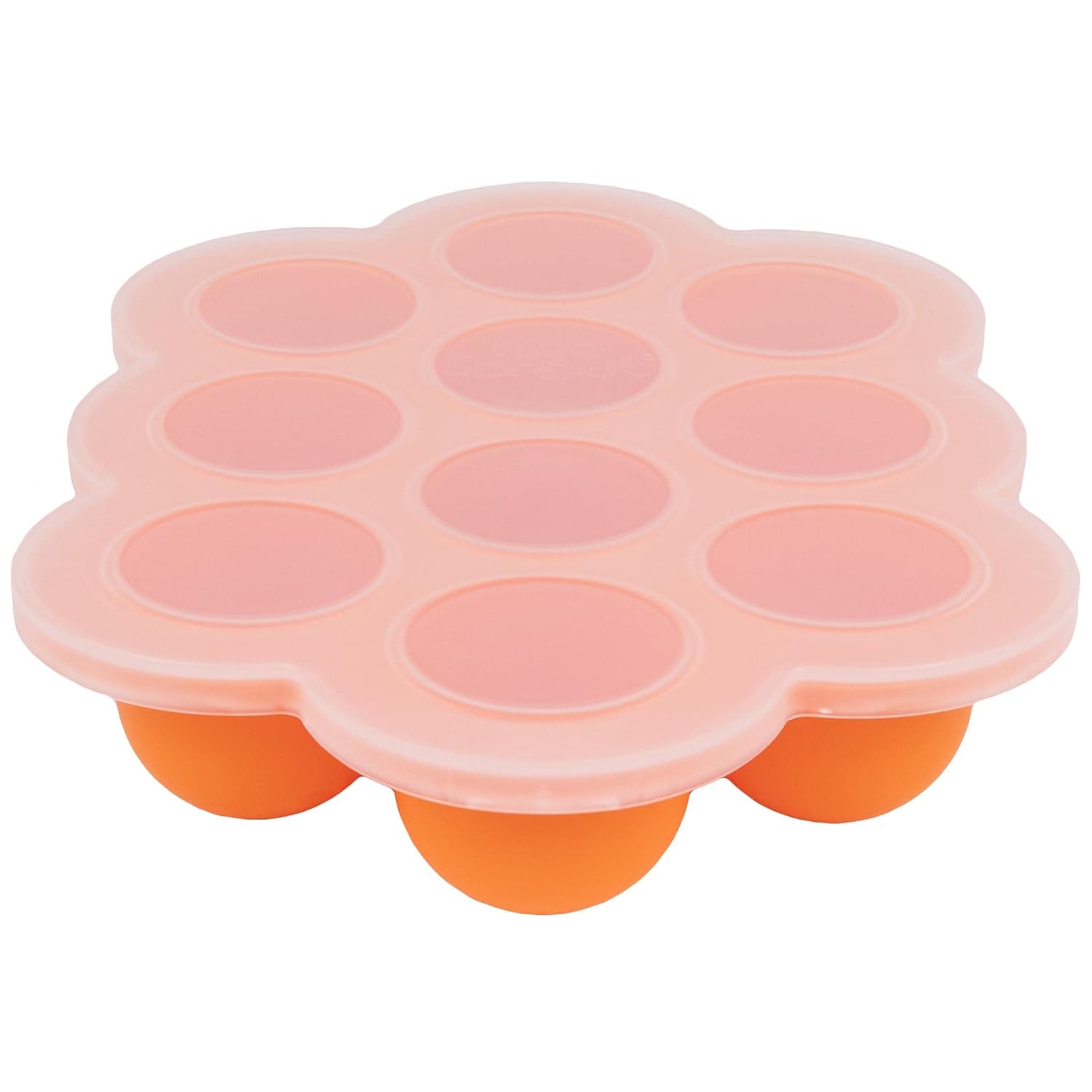 WeeSprout Silicone Freezer Tray with Clip on Lid Perfect Food Storage Container for Homemade Baby Food, Vegetable, Fruit Purees, and Breast Milk (Bright Orange, Ten 1.5 Ounce Sections)