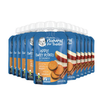 Gerber Baby Food Pouches, Toddler 12+ Months, Apple Sweet Potato, 3.5 Ounce (Pack of 12)