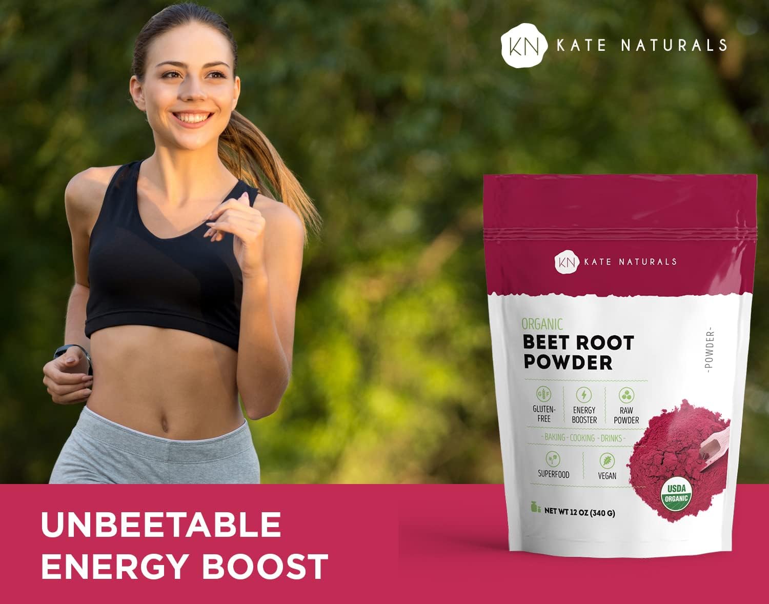 Kate Naturals Beet Root Powder for Baking & Smoothies (8 oz) USDA Organic Beetroot Powder & Nitric Oxide Supplement for Increase Energy & Stamina Pre Workout. Gluten Free Organic Beet Powder : Health & Household