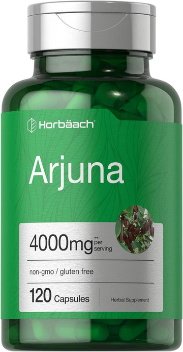 Horbaach Arjuna Capsules 4000Mg | 120 Count | Non-Gmo, Gluten Free | From Arjuna Bark Herb Extract