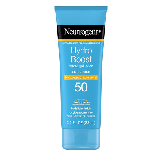 Neutrogena Hydro Boost Moisturizing Water Gel Sunscreen Lotion With Broad Spectrum Spf 50, Water-Resistant & Non-Greasy Hydrating Sunscreen Lotion, Oil-Free, 3 Fl. Oz, Pack Of 3