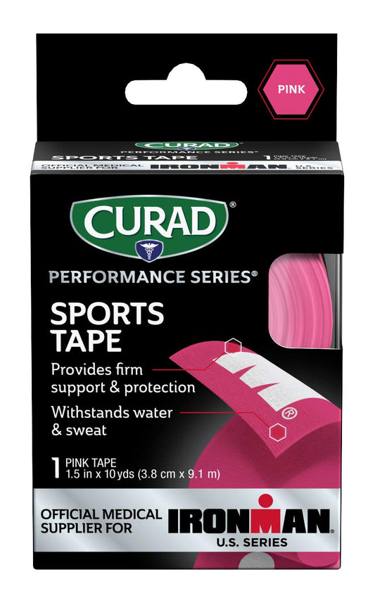 Curad Curim5024H Performance Series Ironman Sport Tape, Pink With White Ironman Logo, 1.5" X 10 Yards Size