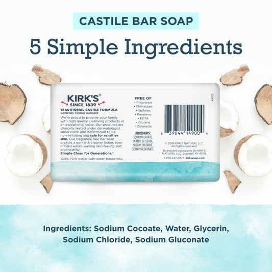 Kirk'S Original Coco Castile Bar Soap Soothing Aloe Vera, 4 Oz