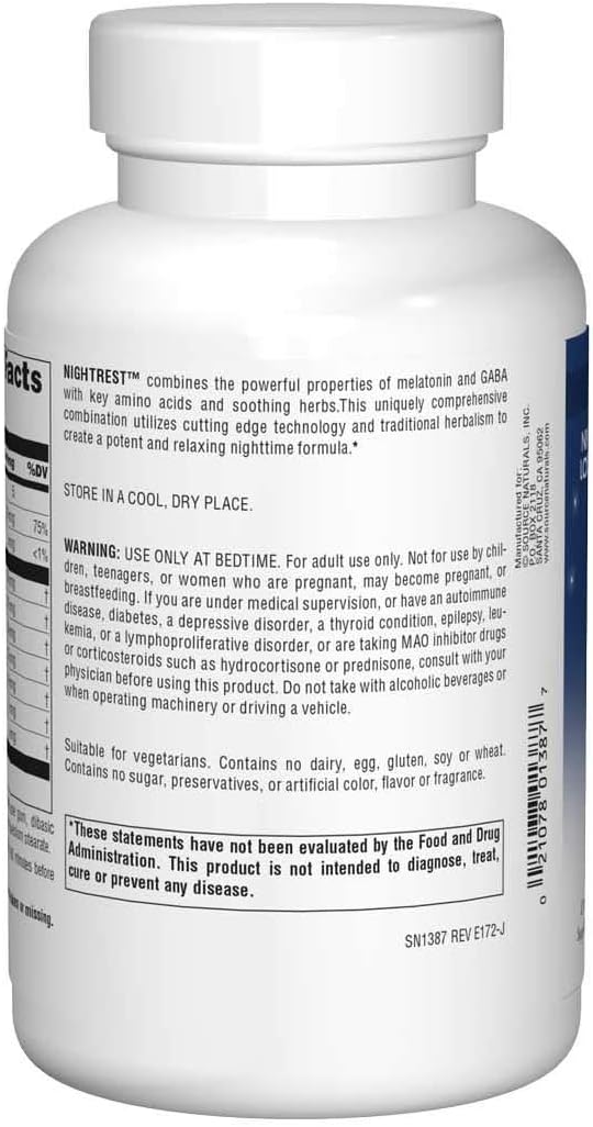 Source Naturals Sleep Science NightRest Multi-Nutrient & Herb Complex With Melatonin, GABA, Passion ower, Chamomile, Lemon Balm & More - Herbal Formula - 200 Tablets