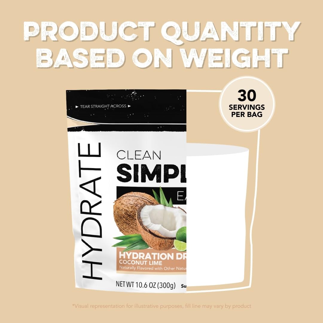 Clean Simple Eats Coconut Lime Hydration Drink Mix with Natural Electrolytes, 30 Servings : Grocery & Gourmet Food