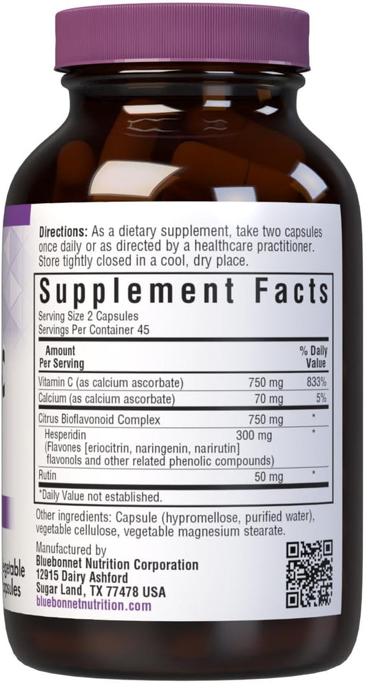 Bluebonnet Nutrition Mega Bio-C Formula Vegetable Capsules, High Potency Buffered Vitamin C, For Immune Health, Soy Free, Gluten Free, Non-Gmo, Kosher, Dairy Free, Vegan, 90 Count