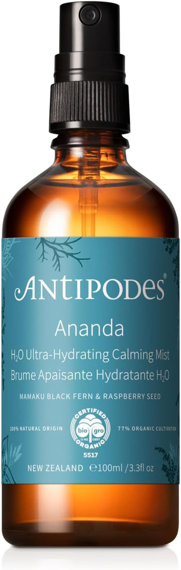 Ananda H2O Ultra-Hydrating Calming Mist For Sensitive Skin – Organic Skincare – Dermatologically Approved – Sensitive Skin, Dehydrated Skin & Dry Skin – 100Ml