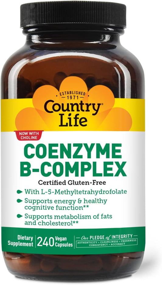 Country Life, Coenzyme B-Complex Vitamin, Support Energy And Metabolism, Daily Supplement, 240 Ct