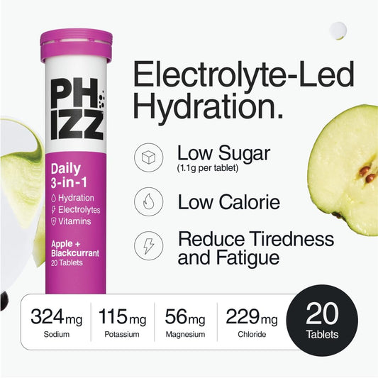 Phizz Electrolytes, Multivitamin & Hydration Tablets - 20 Effervescent Rehydration Electrolyte Tablets - 18 Vitamins & Minerals, Vitamin C, Vegan, Vegetarian & Low Calorie (Mixed Berry)