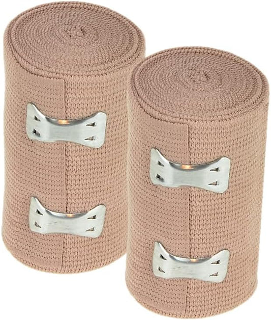 Dealmed 3" Elastic Bandage Wrap With Clip Closure – 10 Elastic Bandages, 4.5 Yards Stretched Compression Bandage Wrap, Wound Care Product For First Aid Kit And Medical Facilities