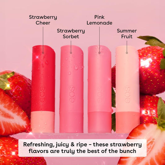 eos Lip Balm Gift Set- Super Strawberry, Limited-Edition Lip Moisturizer, Variety Pack, 0.14 oz, 4-Pack