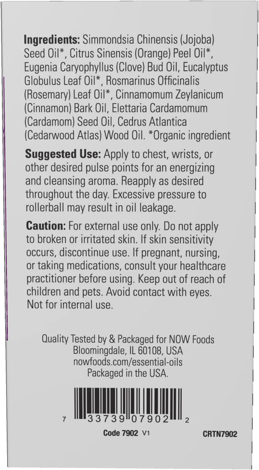 Now Foods Essential Oils, Seasonal Defense Roll On, Non-Gmo Project Verified, Cleansing Blend, Steam Distilled, Topical Aromatherapy, 10-Ml