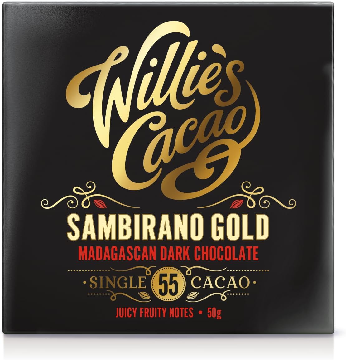Willies' Cacao - 55% Sambirano dark chocolate bar - 50g x 12 - Juicy fruity notes - Single estate Madagascan cacao - Vegan chocolate - Artisan chocolate - Bean to bar : Amazon.co.uk: Grocery