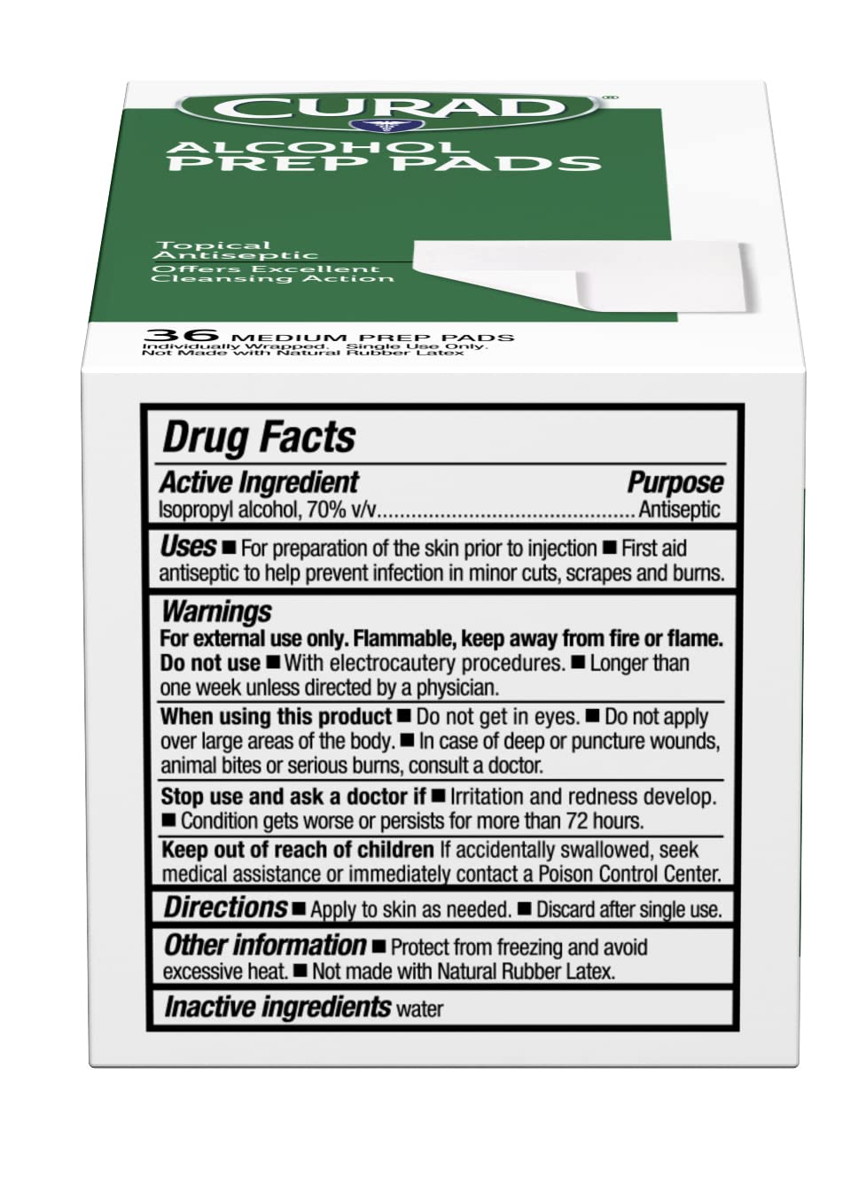 CURAD Medium 2-Ply Sterile Alcohol Prep Pads, Essential for First Aid Kits, 36/Box, Pack of 30 : Health & Household