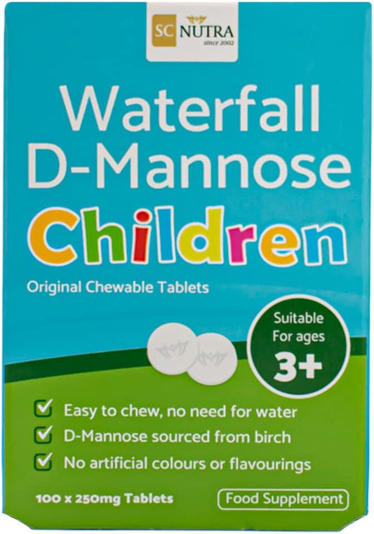 Waterfall D-Mannose Children Original | No Artificial Colours & flavourings | Vegan | 250mg Melt in the Mouth Tablets ? 100 Count