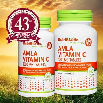 NutriBiotic Amla Vitamin C, 30 Tabs | Rich Source of Non-GMO, Natural Vitamin C for Antioxidant & Collagen Support | 100% from Indian Gooseberry | Vegan & Gluten Free : Health & Household